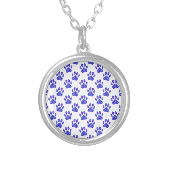 Cosmic Paw Print Pattern Silver Plated Necklace (Front)