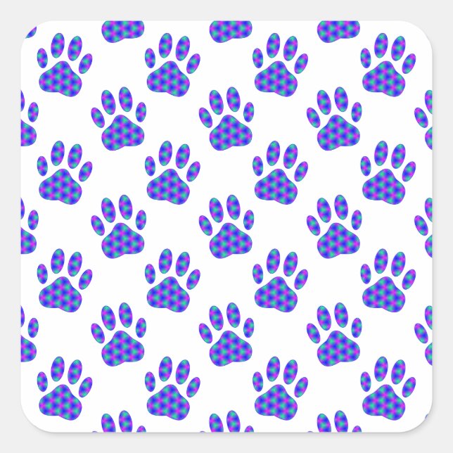 Cosmic Paw Print Pattern Square Sticker (Front)