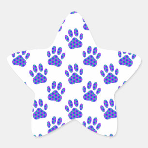 Cosmic Paw Print Pattern Star Sticker