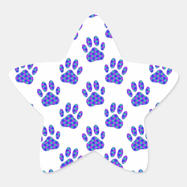 Cosmic Paw Print Pattern Star Sticker (Front)