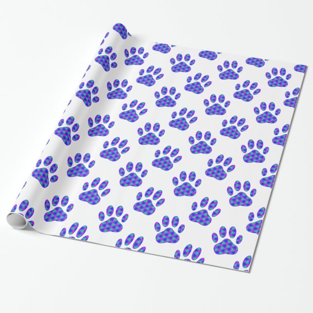 Cosmic Paw Print Pattern Wrapping Paper (Unrolled)