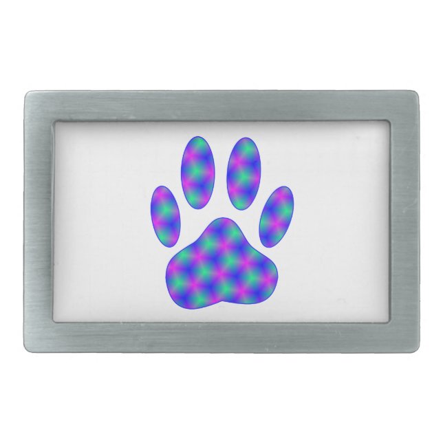 Cosmic Paw Print Rectangular Belt Buckle (Front)