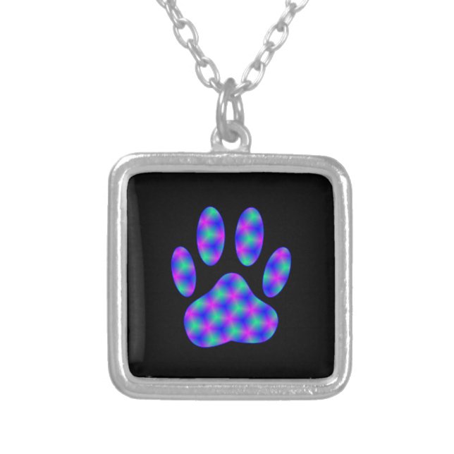 Cosmic Paw Print Silver Plated Necklace (Front)