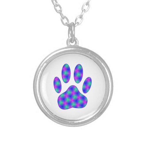 Cosmic Paw Print Silver Plated Necklace