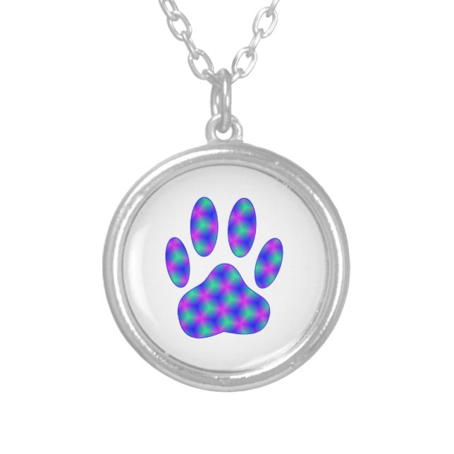 Cosmic Paw Print Silver Plated Necklace (Front)