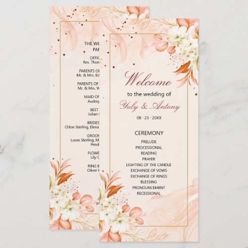 Cosmic Peach Autumnal Starry Floral Wedding