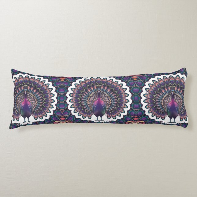 Cosmic Peacock Mandala  Body Pillow (Front)