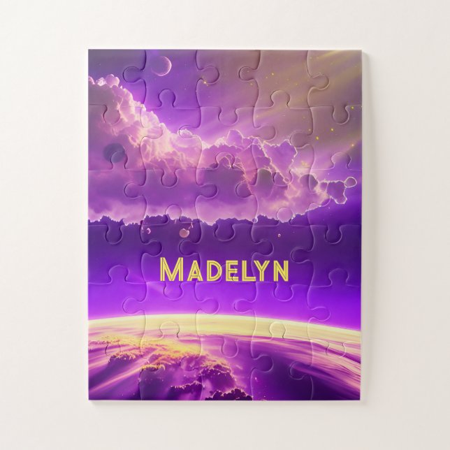 Cosmic Pink and Purple Amazing Magic Fun Galaxy Jigsaw Puzzle (Vertical)