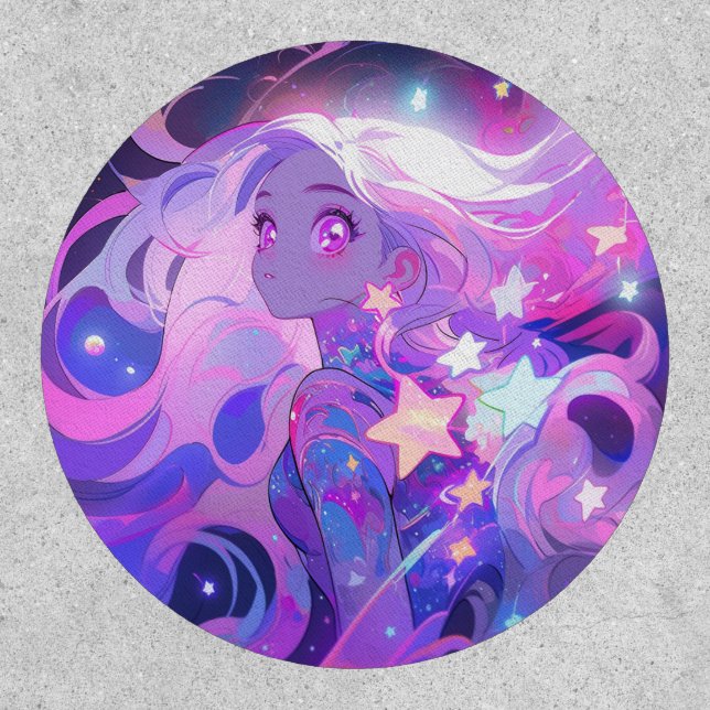Cosmic Pink and Purple Anime Girl Patch (Front)