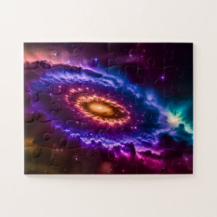 Cosmic Pink and Purple Fun Galaxy in Outer Space Jigsaw Puzzle