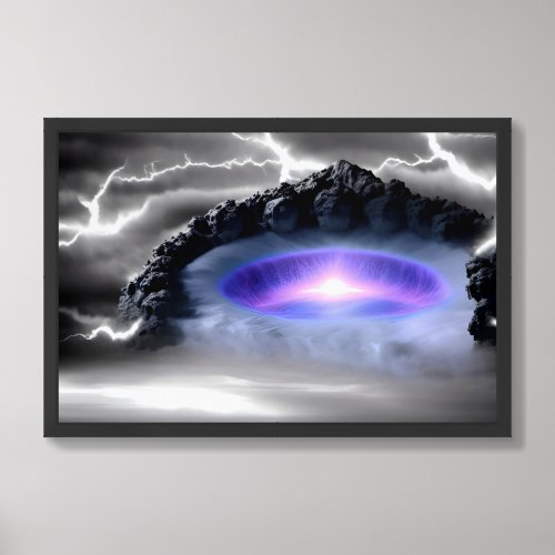 Cosmic pink blue black white wicked stormy image framed art