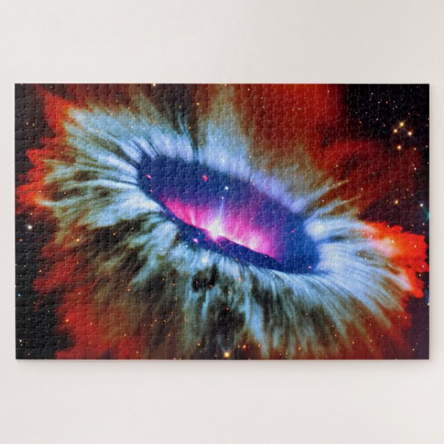 Cosmic pink blue red galaxy exploding landscape jigsaw puzzle (Horizontal)