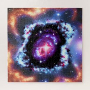 Cosmic pink purple and blue objects in outerspace jigsaw puzzle