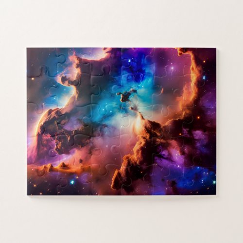 Cosmic pink purple and green magic universe skies jigsaw puzzle