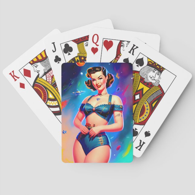 Cosmic Pinup Girl Poker Cards (Back)