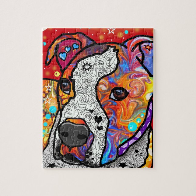 Cosmic Pit Bull - Bright Colorful - Gift Idea Jigsaw Puzzle (Vertical)