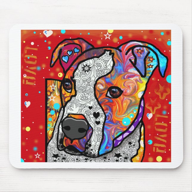 Cosmic Pit Bull - Bright Colorful - Gift Idea Mouse Pad (Front)