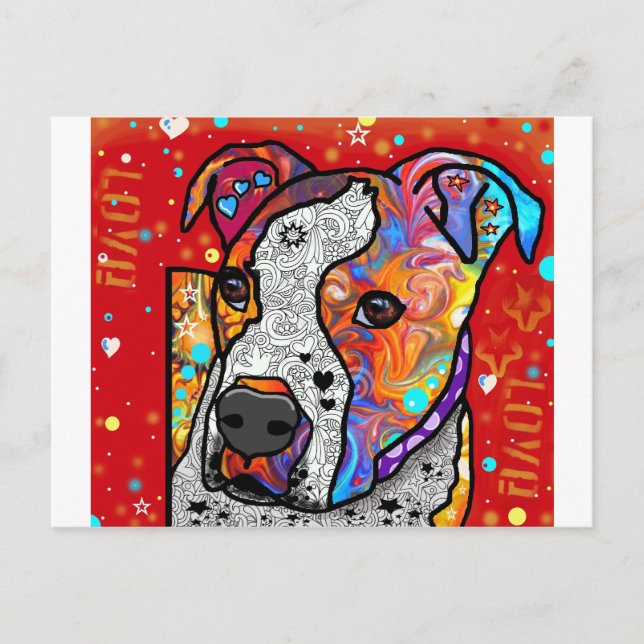 Cosmic Pit Bull - Bright Colorful - Gift Idea Postcard (Front)