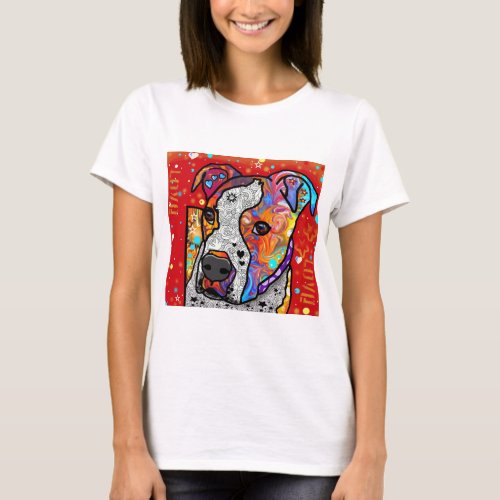 Cosmic Pit Bull _ Bright Colorful _ Gift Idea T_Shirt