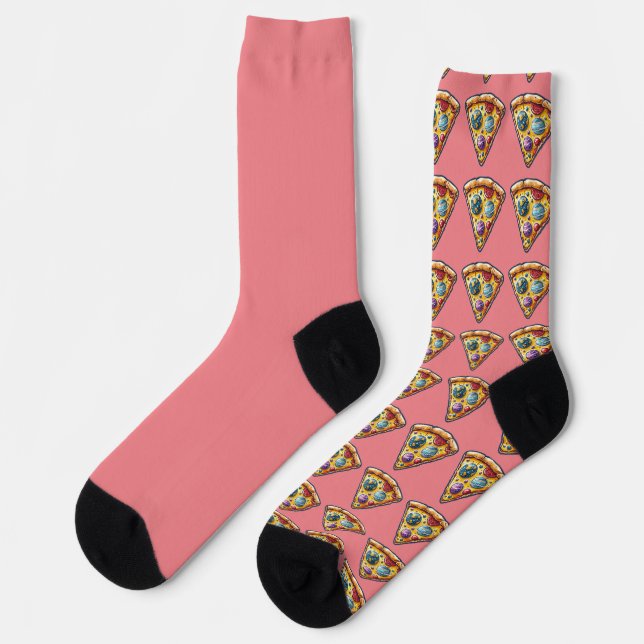 Cosmic Pizza Adventure" Socks (Left)