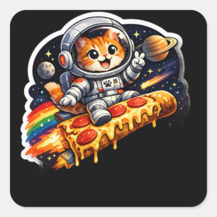Cosmic Pizza Cat Space Sticker