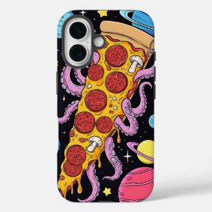 Cosmic Pizza Slice: Quirky Space Adventure iPhone 16 Case
