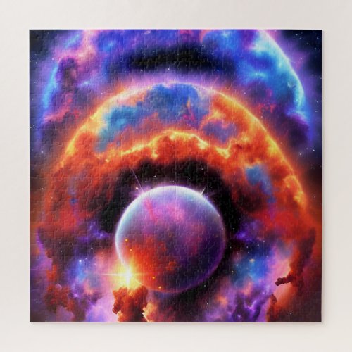 Cosmic Planet Fixed in Otherworldly Dimensions Jigsaw Puzzle