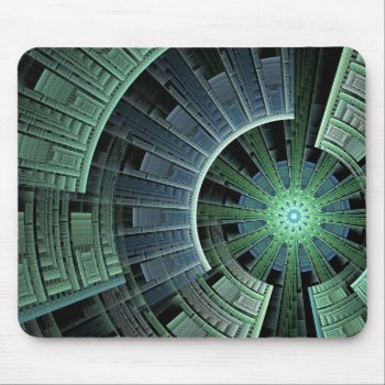 Cosmic Pod Green Geometric Design Mouse Pad by skellorg at Zazzle