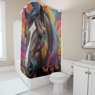 Cosmic Psychedelic Horse: Surreal Journey Shower Curtain