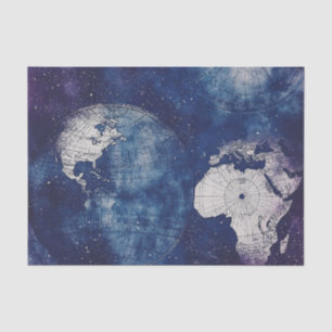 Cosmic Purple Antique Celestial World Map Tissue Paper