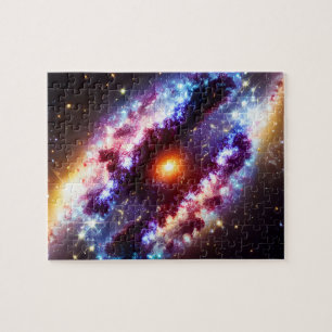 Cosmic purple blue star at center Nebula universe Jigsaw Puzzle