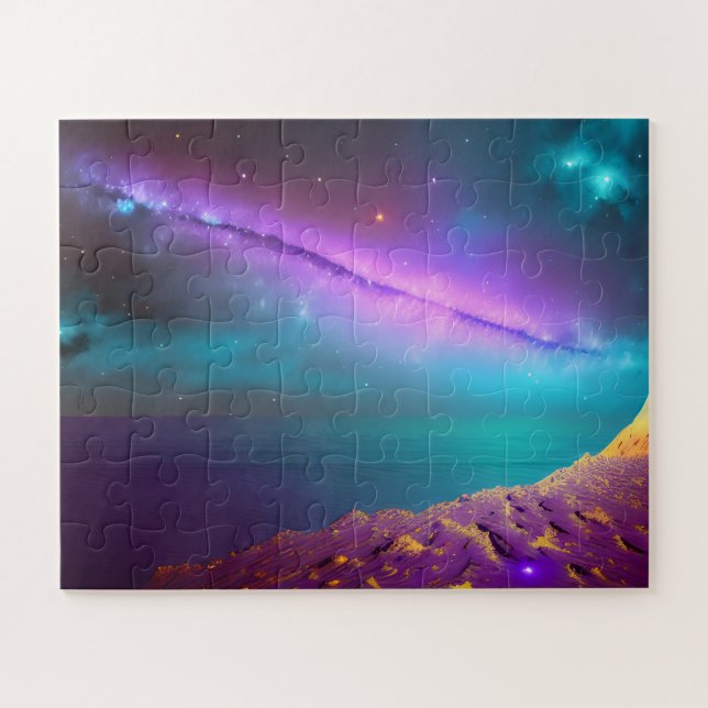 Cosmic Purple Comet Shoots Across Outer Space Jigsaw Puzzle (Horizontal)