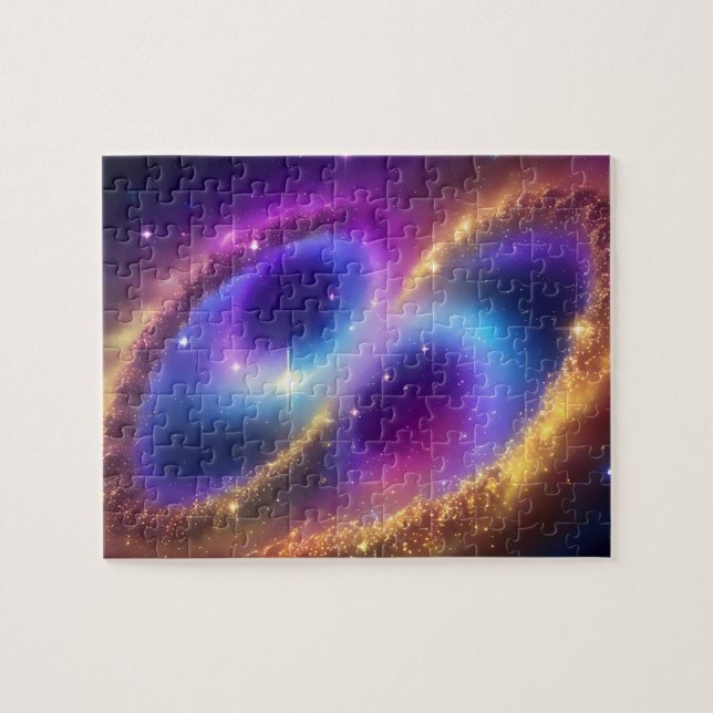 Cosmic Purple Figure Eight in Golden Time Galaxy Jigsaw Puzzle (Horizontal)
