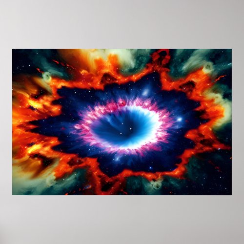 Cosmic Purple Galactic Red Orange Blue Stars Fire Poster