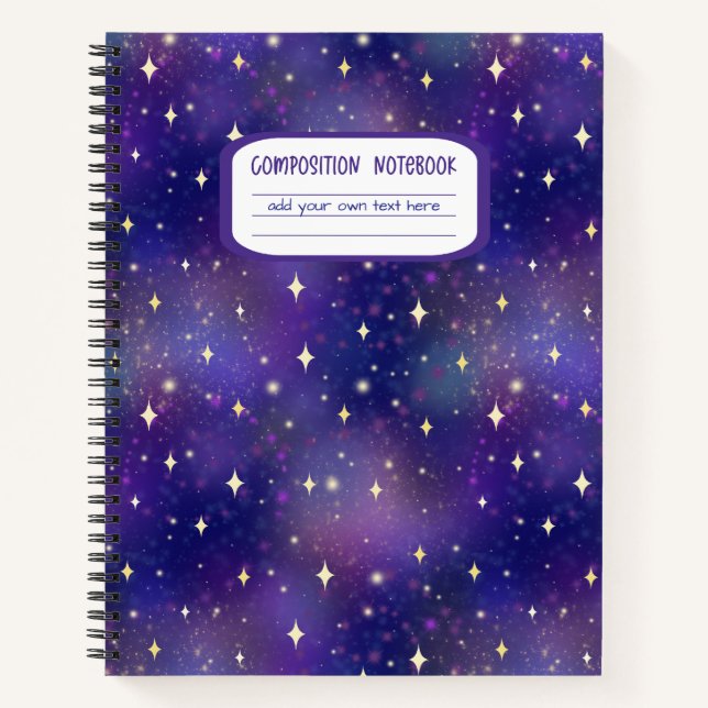 Cosmic Purple Galaxy Stars Composition Notebook (Front)