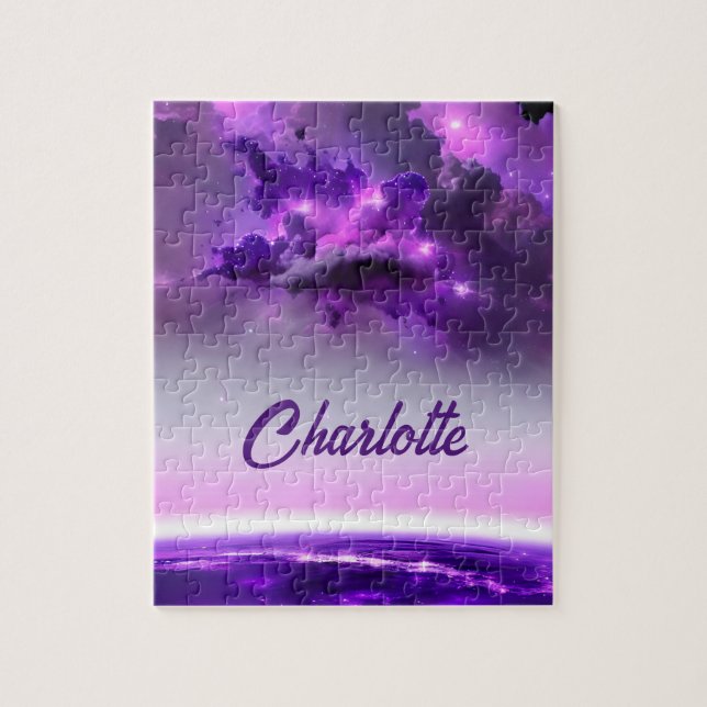 Cosmic Purple Hues in Fantastical Fun Solar System Jigsaw Puzzle (Vertical)