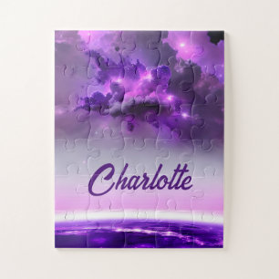 Cosmic Purple Hues in Fantastical Galaxy Fun Jigsaw Puzzle