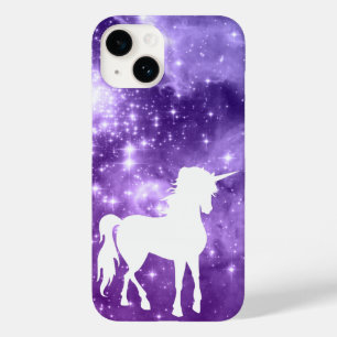 Cosmic Purple Magic Stars White Unicorn Case-Mate iPhone 14 Case