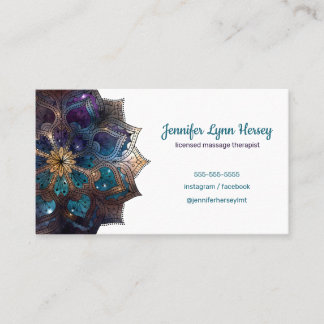 Cosmic Purple Mandala Massage Therapy Business Card