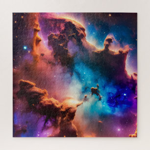 Cosmic purple pink and green magic universe sky jigsaw puzzle