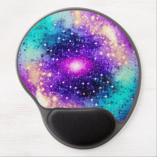 Cosmic purple pink blue starry night sky landscape gel mouse pad