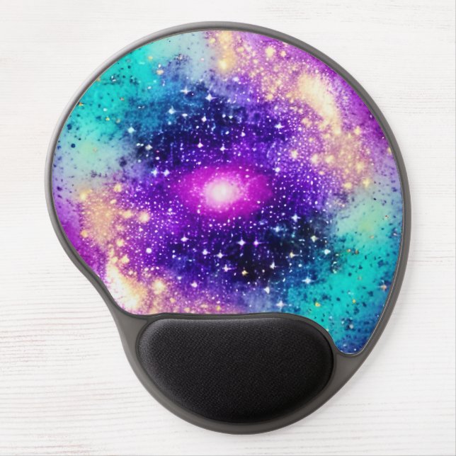 Cosmic purple pink blue starry night sky landscape gel mouse pad (Front)