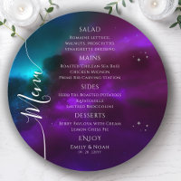 Cosmic Purple Teal Gold Sun Moon Stars Wedding