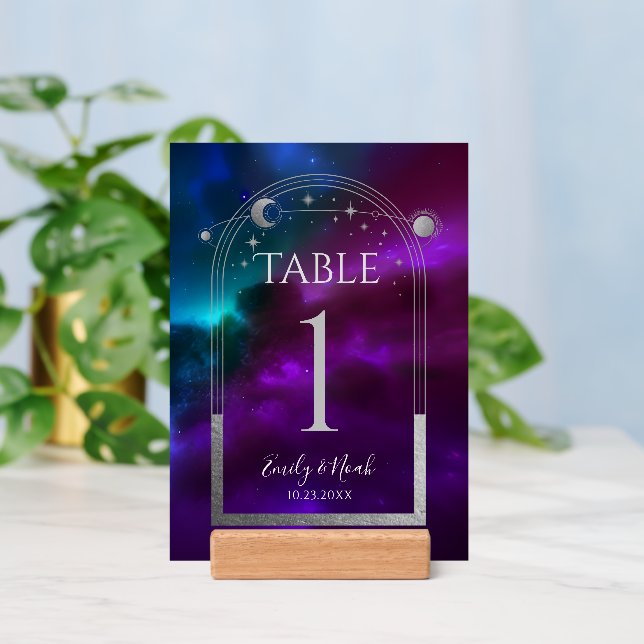 Cosmic Purple Teal Silver Sun Moon Wedding Holder (Insitu 3 (Back))