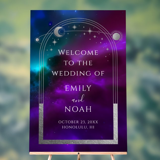 Cosmic Purple Teal Welcome Sign (Neutral)