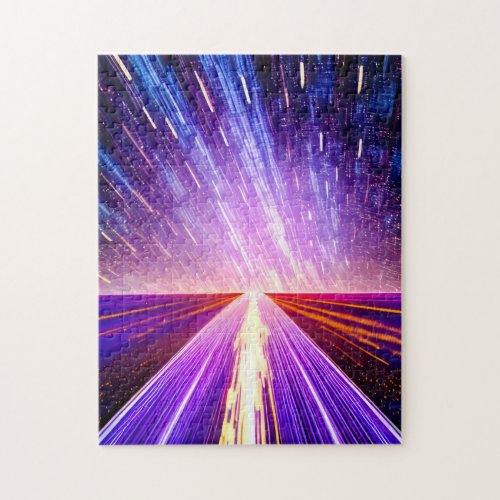 Cosmic Purple Time Traveling on Highway to Mars Jigsaw Puzzle