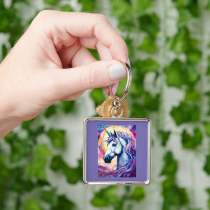 Cosmic Purple Unicorn Keychain