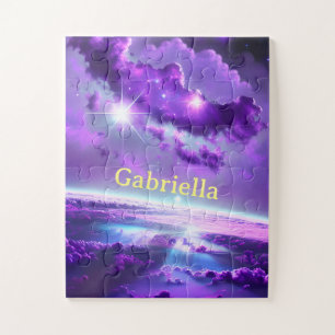 Cosmic Purple Violet Nebula Clouds in Outer Space Jigsaw Puzzle