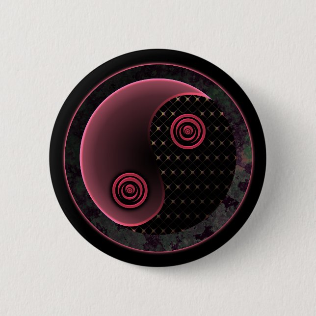 Cosmic Purple Yin Yang Pinback Button (Front)