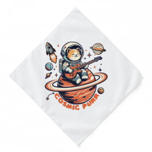 Cosmic Purr - Astro Guitarist Cat Bandana